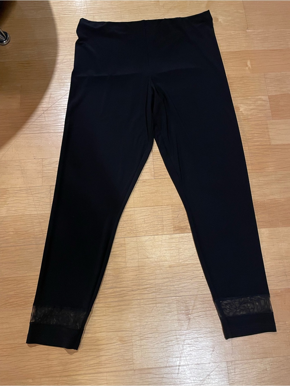 Sympli Black Stretch Leggings with Mesh Ankles
